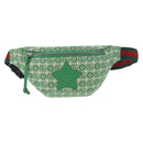 GUCCI Children's Sherry Line Waist Bag Canvas Green Silver 502095 Auth BA13773V-13