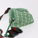 GUCCI Children's Sherry Line Waist Bag Canvas Green Silver 502095 Auth BA13773V-4