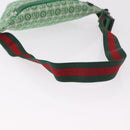 GUCCI Children's Sherry Line Waist Bag Canvas Green Silver 502095 Auth BA13773V-7