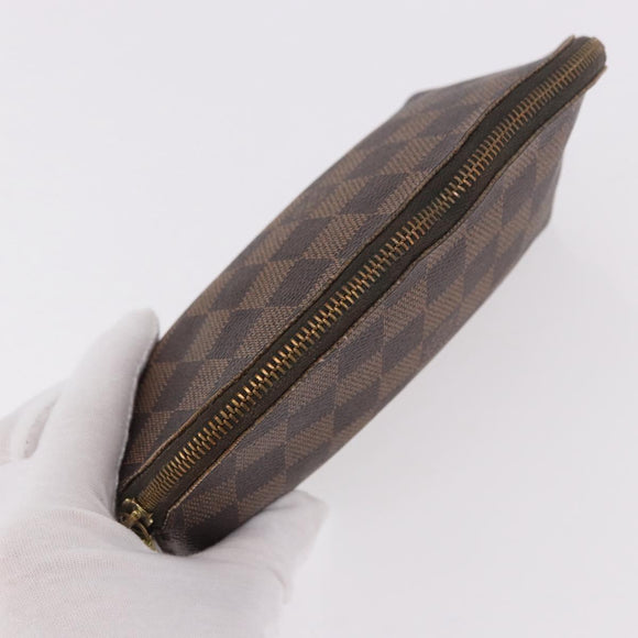LOUIS VUITTON Damier Ebene Pochette Cosmetic PM Pouch N47516 LV Auth BA13777