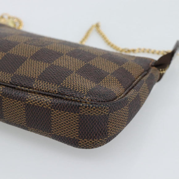 LOUIS VUITTON Damier Ebene Mini Pochette Accessoires Pouch N58009 Auth BA13778A