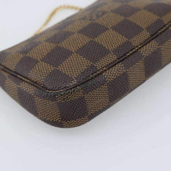 LOUIS VUITTON Damier Ebene Mini Pochette Accessoires Pouch N58009 Auth BA13778A