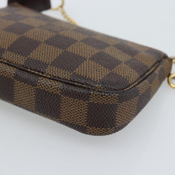 LOUIS VUITTON Damier Ebene Mini Pochette Accessoires Pouch N58009 Auth BA13778A