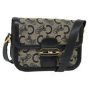 CELINE C Sulky Shoulder Bag Canvas Navy Gold Auth BA1378-1