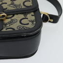 CELINE C Sulky Shoulder Bag Canvas Navy Gold Auth BA1378-15