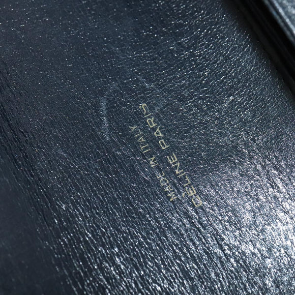 CELINE C Sulky Shoulder Bag Canvas Navy Gold Auth BA1378