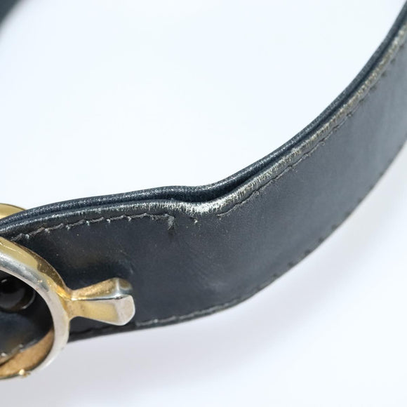 CELINE C Sulky Shoulder Bag Canvas Navy Gold Auth BA1378