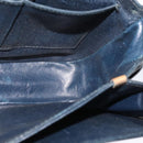 CELINE C Sulky Shoulder Bag Canvas Navy Gold Auth BA1378-21