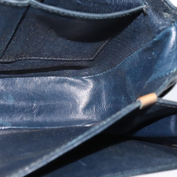 CELINE C Sulky Shoulder Bag Canvas Navy Gold Auth BA1378