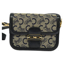 CELINE C Sulky Shoulder Bag Canvas Navy Gold Auth BA1378-13