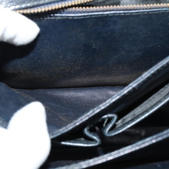 CELINE C Sulky Shoulder Bag Canvas Navy Gold Auth BA1378