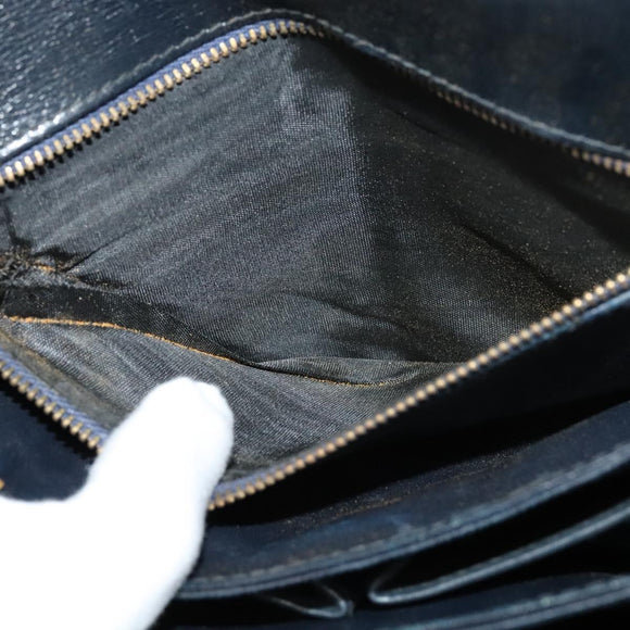 CELINE C Sulky Shoulder Bag Canvas Navy Gold Auth BA1378