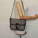 CELINE C Sulky Shoulder Bag Canvas Navy Gold Auth BA1378-25