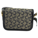 CELINE C Sulky Shoulder Bag Canvas Navy Gold Auth BA1378-2