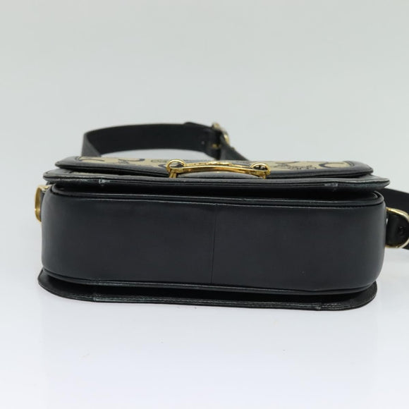 CELINE C Sulky Shoulder Bag Canvas Navy Gold Auth BA1378