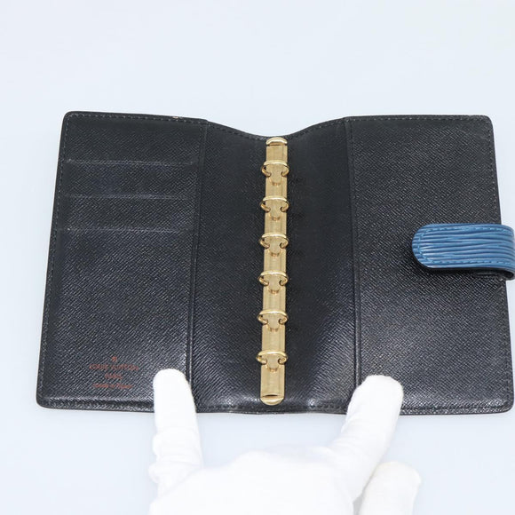 LOUIS VUITTON Epi Agenda PM Day Planner Cover Blue R20055 LV Auth BA13780