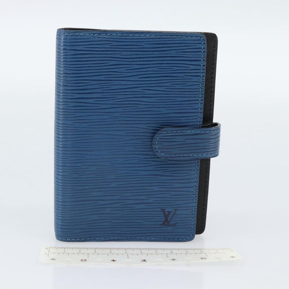 LOUIS VUITTON Epi Agenda PM Day Planner Cover Blue R20055 LV Auth BA13780