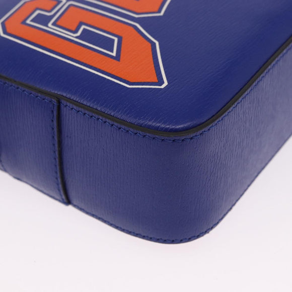 GUCCI NY Dragons Shoulder Bag Leather Blue Orange 773190 Auth BA13783M