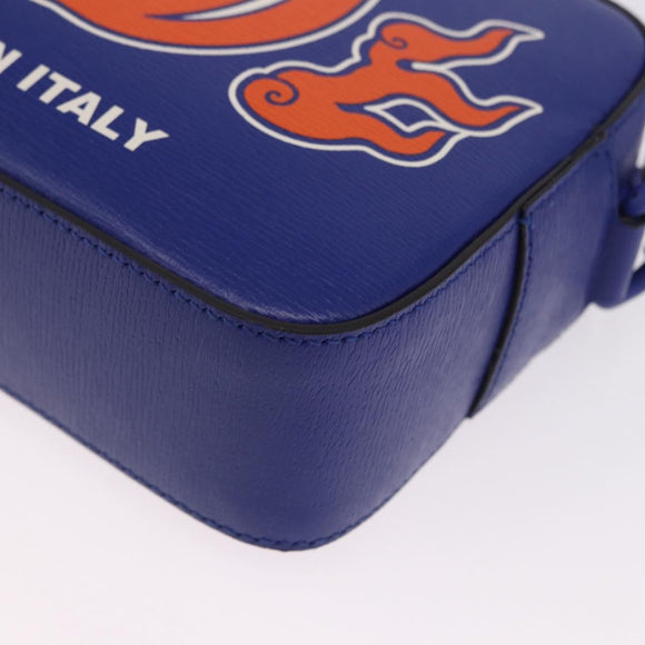 GUCCI NY Dragons Shoulder Bag Leather Blue Orange 773190 Auth BA13783M