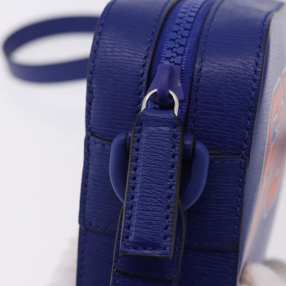 GUCCI NY Dragons Shoulder Bag Leather Blue Orange 773190 Auth BA13783M