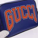 GUCCI NY Dragons Shoulder Bag Leather Blue Orange 773190 Auth BA13783M-18