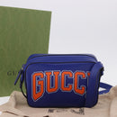GUCCI NY Dragons Shoulder Bag Leather Blue Orange 773190 Auth BA13783M-12