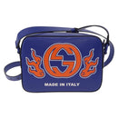 GUCCI NY Dragons Shoulder Bag Leather Blue Orange 773190 Auth BA13783M-2