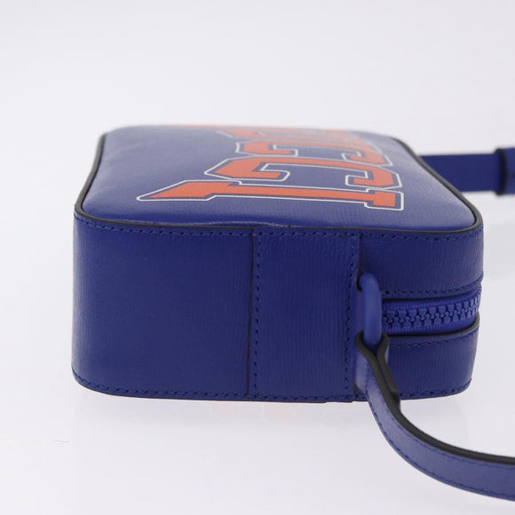 GUCCI NY Dragons Shoulder Bag Leather Blue Orange 773190 Auth BA13783M