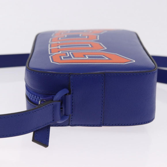 GUCCI NY Dragons Shoulder Bag Leather Blue Orange 773190 Auth BA13783M