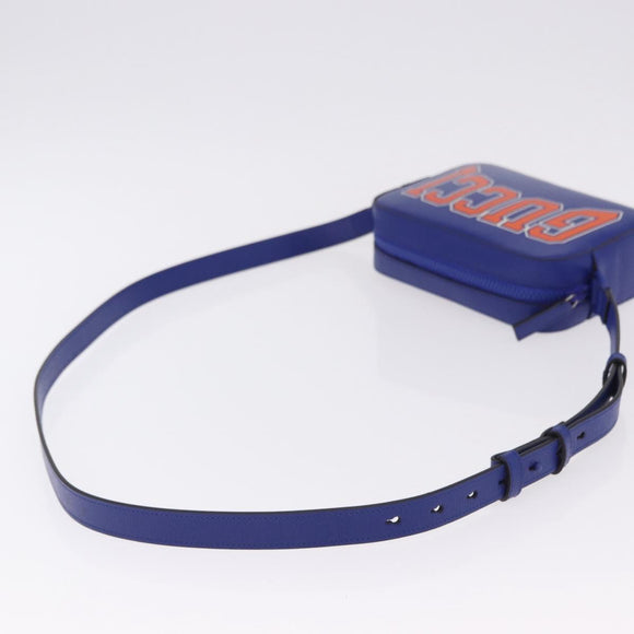 GUCCI NY Dragons Shoulder Bag Leather Blue Orange 773190 Auth BA13783M