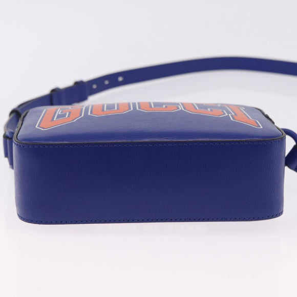 GUCCI NY Dragons Shoulder Bag Leather Blue Orange 773190 Auth BA13783M