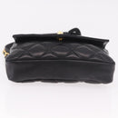 CHANEL Matelasse Waist Bag Lamb Skin Black Gold CC Auth BA13785A-10