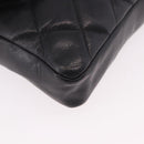 CHANEL Matelasse Waist Bag Lamb Skin Black Gold CC Auth BA13785A-11