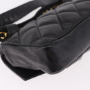 CHANEL Matelasse Waist Bag Lamb Skin Black Gold CC Auth BA13785A-13