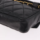 CHANEL Matelasse Waist Bag Lamb Skin Black Gold CC Auth BA13785A-14
