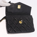 CHANEL Matelasse Waist Bag Lamb Skin Black Gold CC Auth BA13785A-17