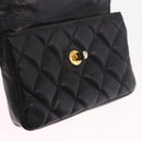 CHANEL Matelasse Waist Bag Lamb Skin Black Gold CC Auth BA13785A-19