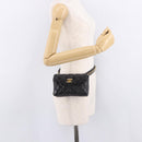 CHANEL Matelasse Waist Bag Lamb Skin Black Gold CC Auth BA13785A-27
