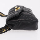 CHANEL Matelasse Waist Bag Lamb Skin Black Gold CC Auth BA13785A-6