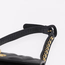 CHANEL Matelasse Waist Bag Lamb Skin Black Gold CC Auth BA13785A-9