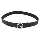 GUCCI GG Supreme Interlocking G Belt PVC 53.1"" Black 703147 Auth BA13786V-1