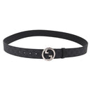 GUCCI GG Supreme Interlocking G Belt PVC 53.1"" Black 703147 Auth BA13786V-2