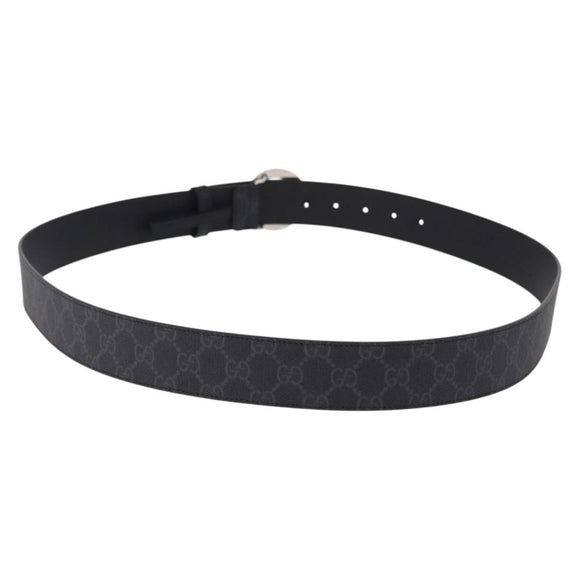 GUCCI GG Supreme Interlocking G Belt PVC 53.1"" Black 703147 Auth BA13786V