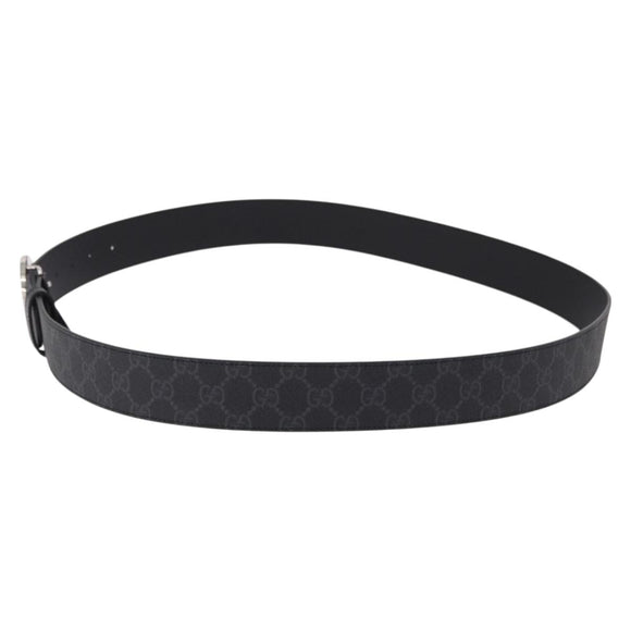 GUCCI GG Supreme Interlocking G Belt PVC 53.1"" Black 703147 Auth BA13786V