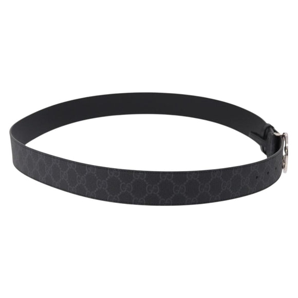 GUCCI GG Supreme Interlocking G Belt PVC 53.1"" Black 703147 Auth BA13786V