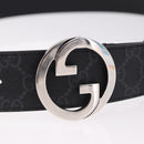 GUCCI GG Supreme Interlocking G Belt PVC 53.1"" Black 703147 Auth BA13786V-6