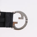GUCCI GG Supreme Interlocking G Belt PVC 53.1"" Black 703147 Auth BA13786V-7
