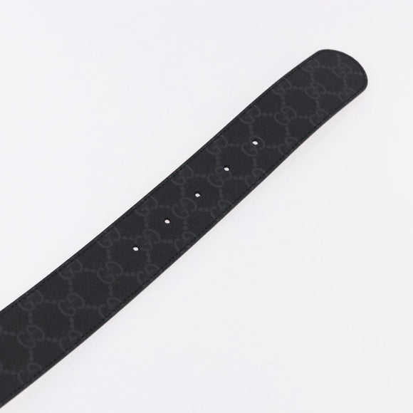 GUCCI GG Supreme Interlocking G Belt PVC 53.1"" Black 703147 Auth BA13786V