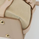 Salvatore Ferragamo Hand Bag Suede 2way Beige Gold Auth BA13787A-9