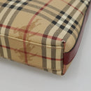 BURBERRY Nova Check Shoulder Bag PVC Beige Silver Auth BA1379-9